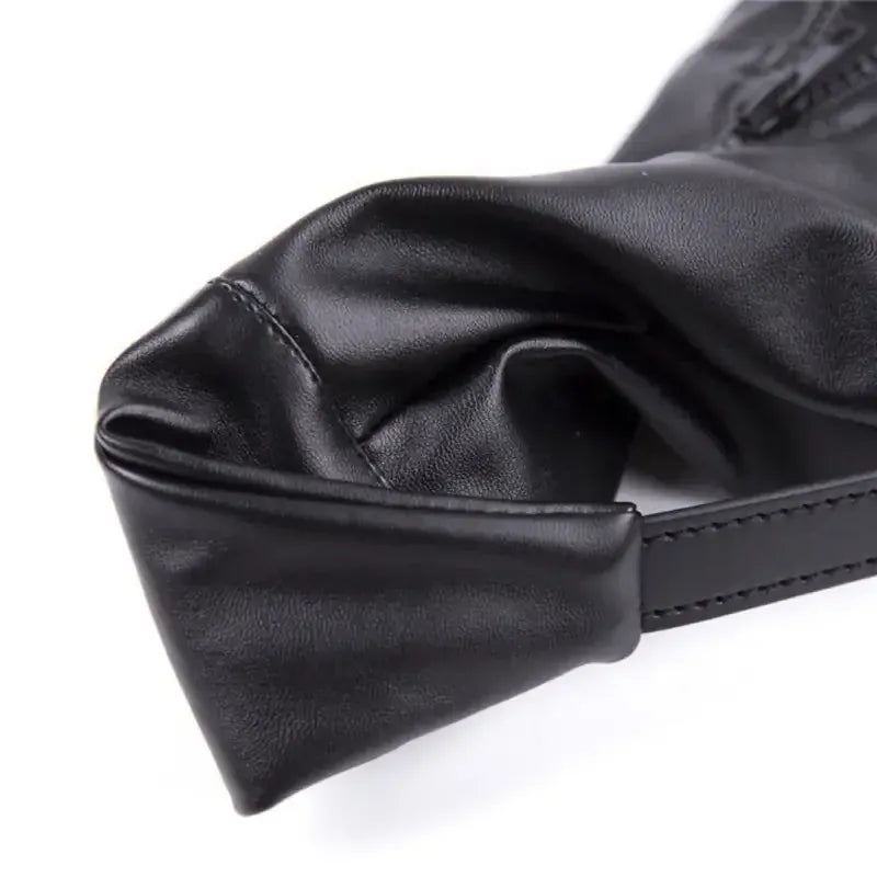 Dominitoy Black Leather Foot Restraint Boots - Lockable BDSM Bondage Gear M/L