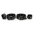 Dominitoy Black Leather Hogtie Restraint Set: Adjustable Ankle & Wrist Bondage Cuffs