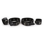 Dominitoy Black Leather Hogtie Restraint Set: Adjustable Ankle & Wrist Bondage Cuffs