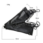 Dominitoy Black Leather Lace-Up Ankle Restraints with D-Rings