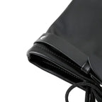 Dominitoy Black Leather Lace-Up Ankle Restraints with D-Rings