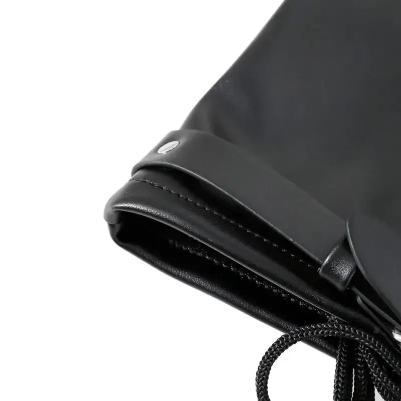Dominitoy Black Leather Lace-Up Ankle Restraints with D-Rings