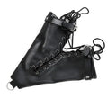 Dominitoy Black Leather Lace-Up Ankle Restraints with D-Rings