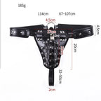 Dominitoy Black Leather Male Chastity Belt - Lockable Penis Cage