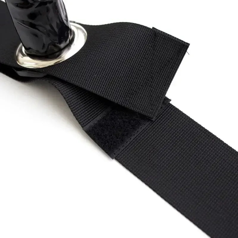 Dominitoy Black Leg Harness Dildo – 3.5 cm Ø, 10 cm, Black Nylon, Thigh-Strap Kit