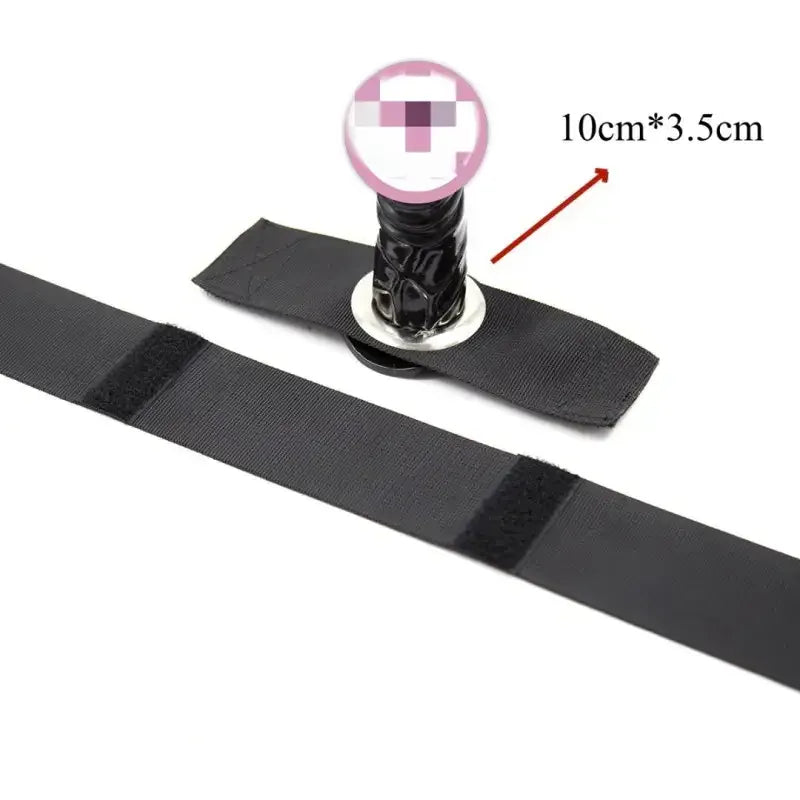 Dominitoy Black Leg Harness Dildo – 3.5 cm Ø, 10 cm, Black Nylon, Thigh-Strap Kit