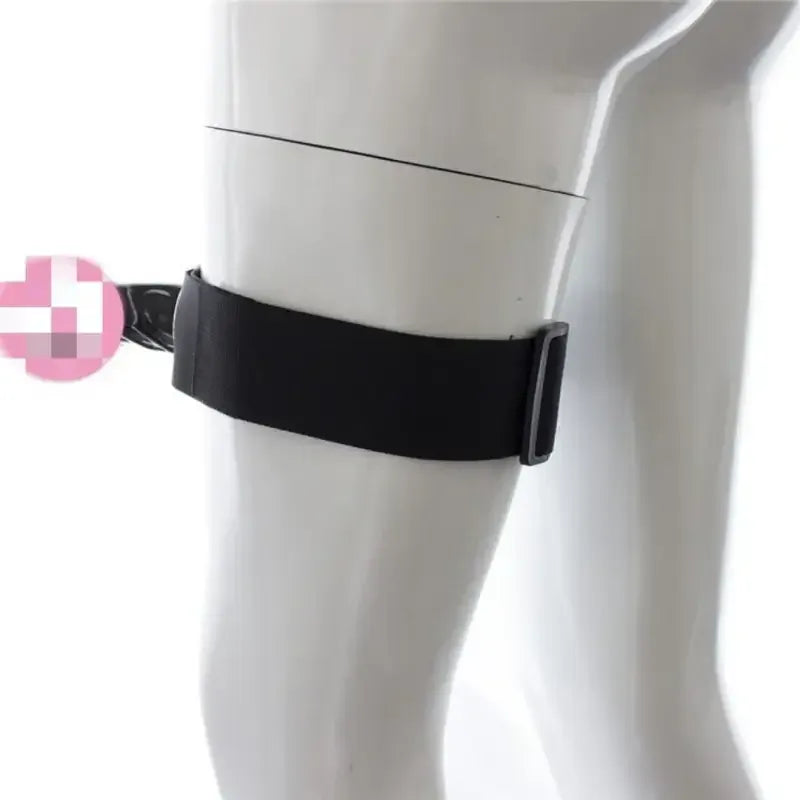 Dominitoy Black Leg Harness Dildo – 3.5 cm Ø, 10 cm, Black Nylon, Thigh-Strap Kit