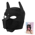 Dominitoy Black Neoprene Puppy Hood with Removable Muzzle — Unisex Pup Play Mask