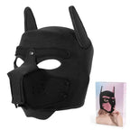 Dominitoy Black Neoprene Puppy Hood with Removable Muzzle — Unisex Pup Play Mask