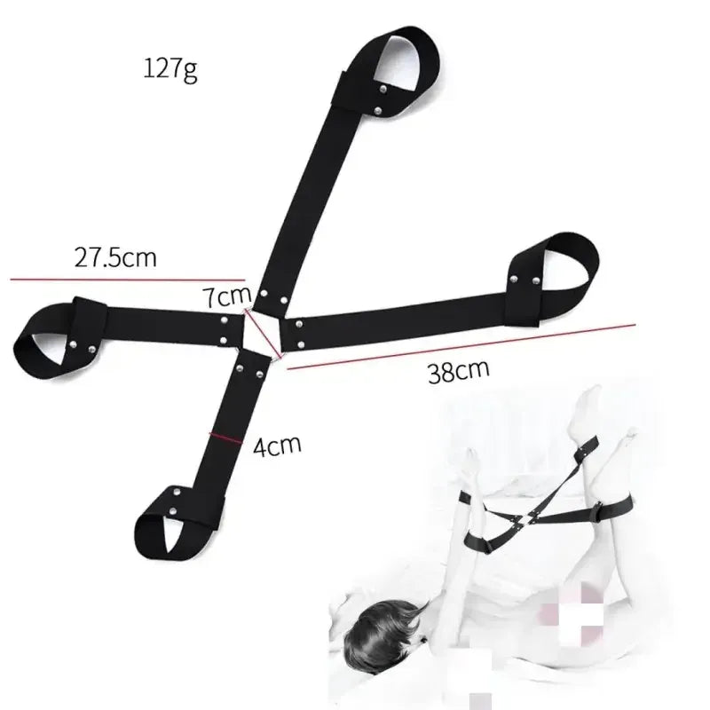 Dominitoy Black Nylon Wrist & Ankle Bindings Hogtie Kit