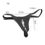 Dominitoy Black / One size Leather Low-Rise Thong with Slim Chain — Adjustable Faux-Leather Fit