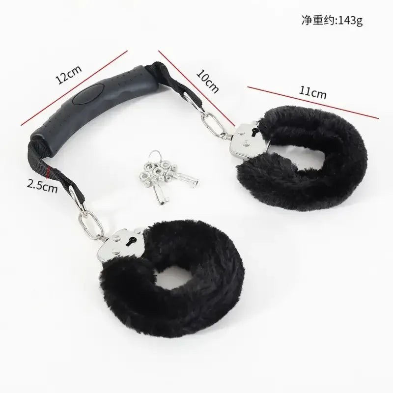 Dominitoy Black Plush Handcuffs: Soft, Secure & Playful Restraints for Couples
