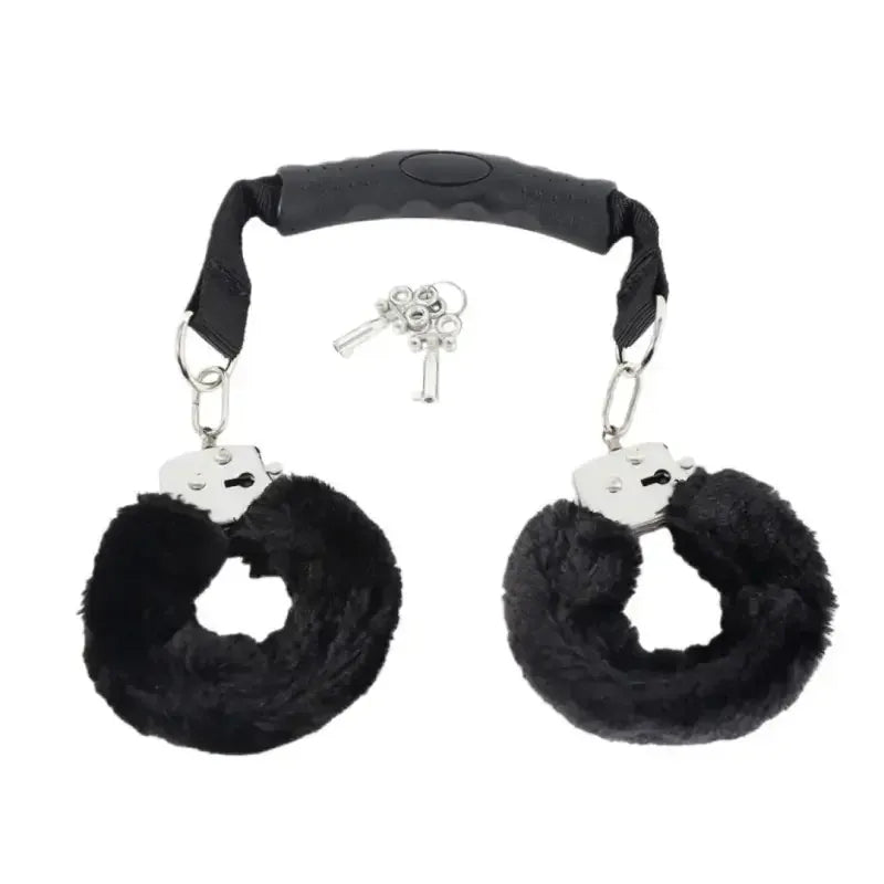 Dominitoy Black Plush Handcuffs: Soft, Secure & Playful Restraints for Couples