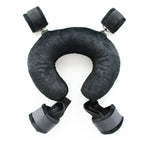 Dominitoy Black Plush Hogtie Kit — Adjustable Wrist & Ankle Cuffs with Neck Pillow Restraint