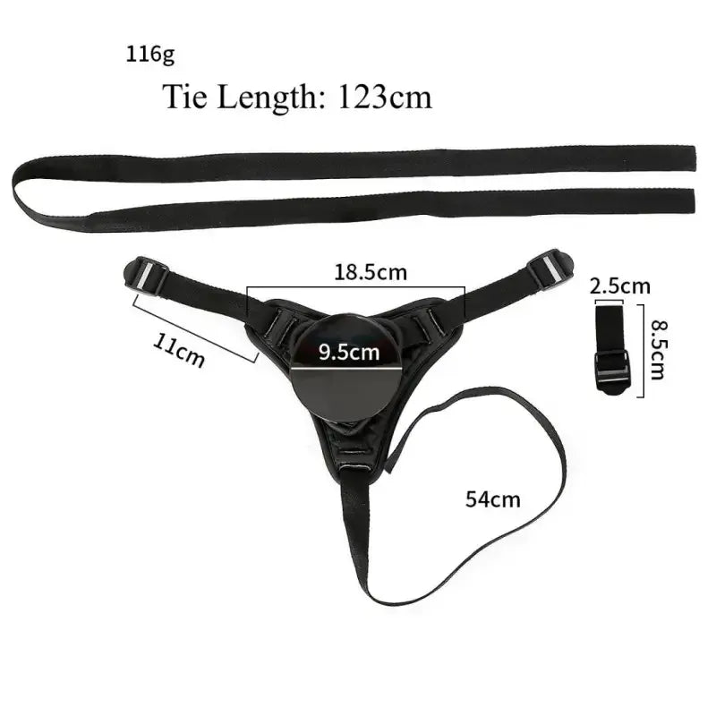 Dominitoy Black Premium Black PU Leather Removable Suction Cup Strap-On Harness System