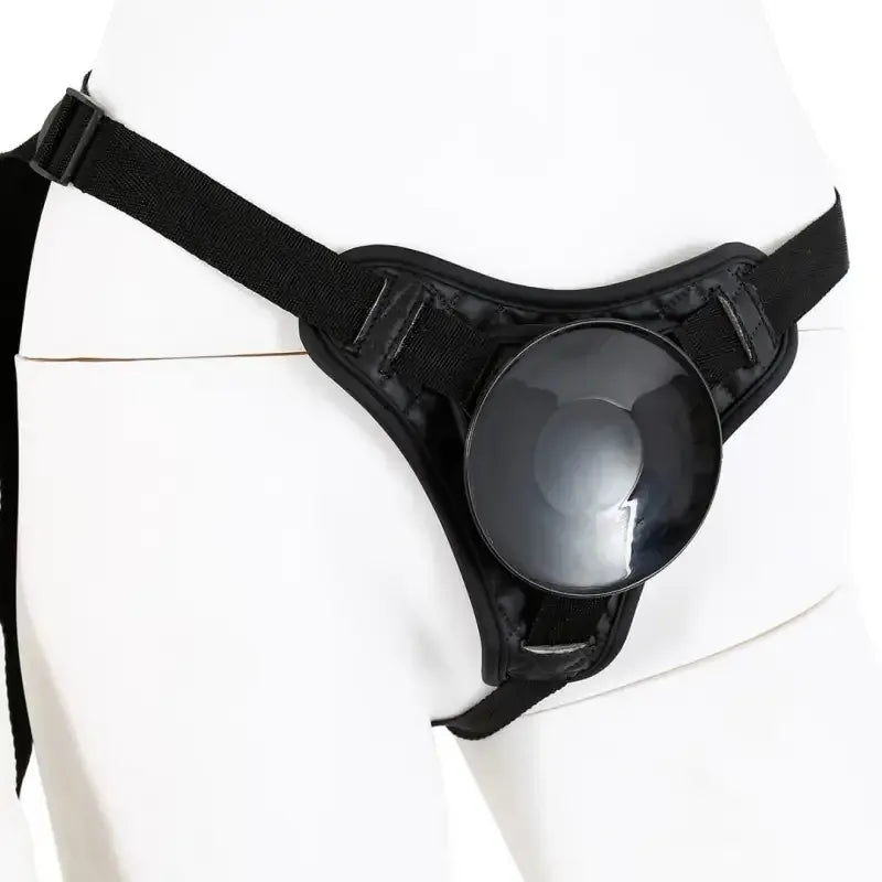 Dominitoy Black Premium Black PU Leather Removable Suction Cup Strap-On Harness System