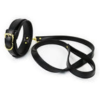 Dominitoy Black PU Leather BDSM Collar and Leash Set, Adjustable Padded Neck
