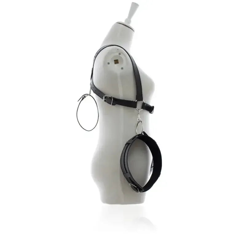 Dominitoy Black Thigh Wrist Restraints - Adjustable Leather Bondage Harness