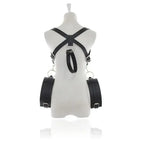 Dominitoy Black Thigh Wrist Restraints - Adjustable Leather Bondage Harness