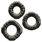 Dominitoy Black Triple Cock Ring Set — Super-Soft Stretchy Rings for Harder, Longer