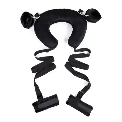Dominitoy Black U‑Shaped Travel Neck Restraint with Four Point Straps