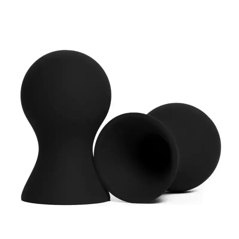 Dominitoy Black Vibrant Nipple Suckers - Silicone BDSM Toys for Sensual Play