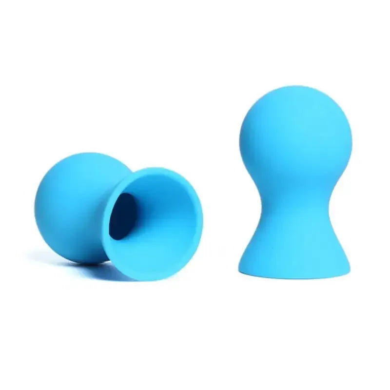 Dominitoy Blue Vibrant Nipple Suckers - Silicone BDSM Toys for Sensual Play