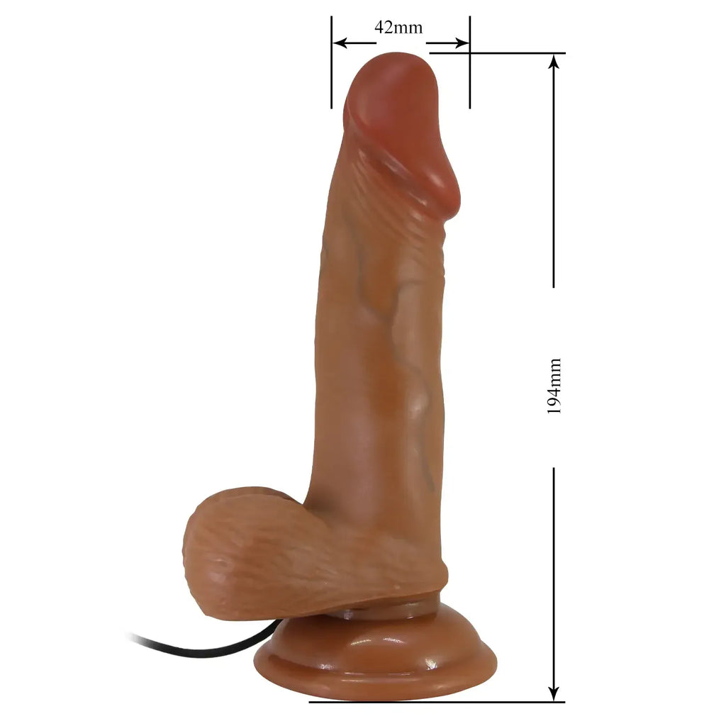 Dominitoy Brown Remote Control Realistic Curved Vibrating Dildo with Suction Base