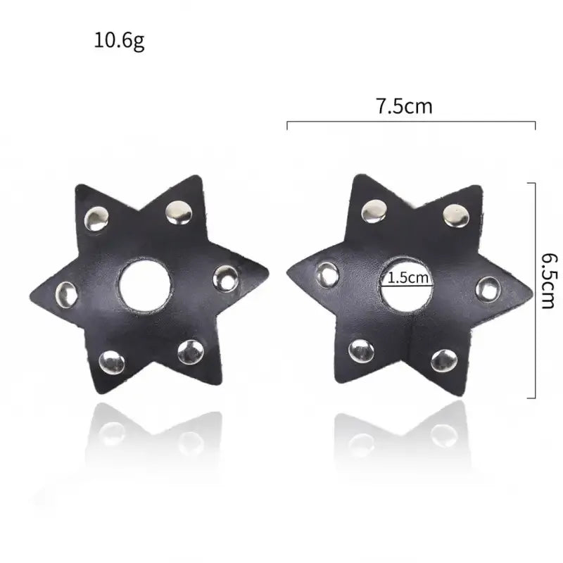 Dominitoy Dominitoy Leather Star Nipple Pasties – Studded Fetish Covers for Tease & Roleplay