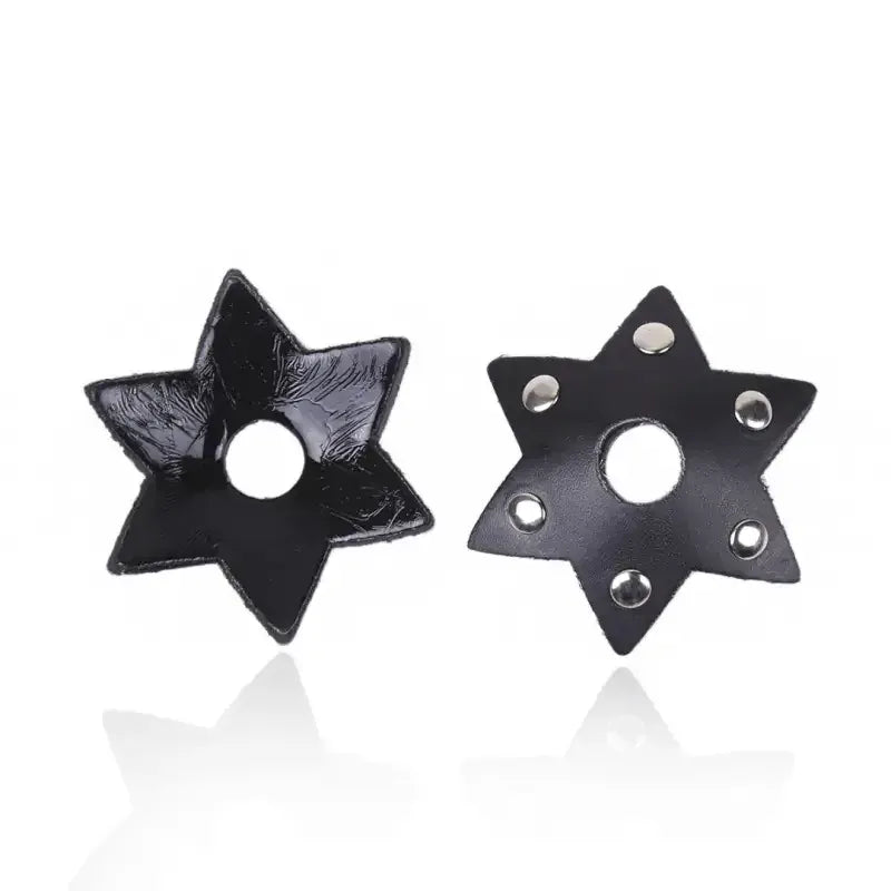 Dominitoy Dominitoy Leather Star Nipple Pasties – Studded Fetish Covers for Tease & Roleplay