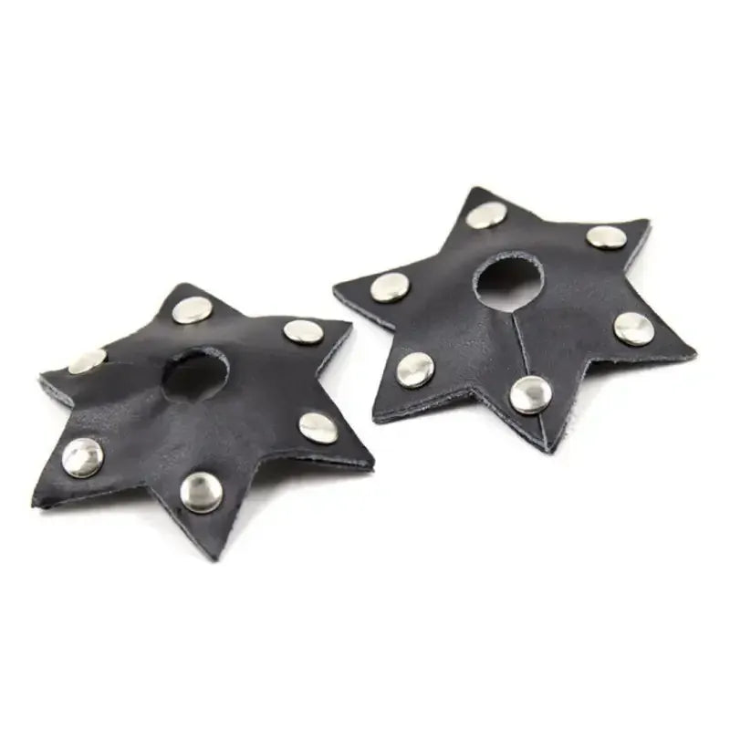 Dominitoy Dominitoy Leather Star Nipple Pasties – Studded Fetish Covers for Tease & Roleplay