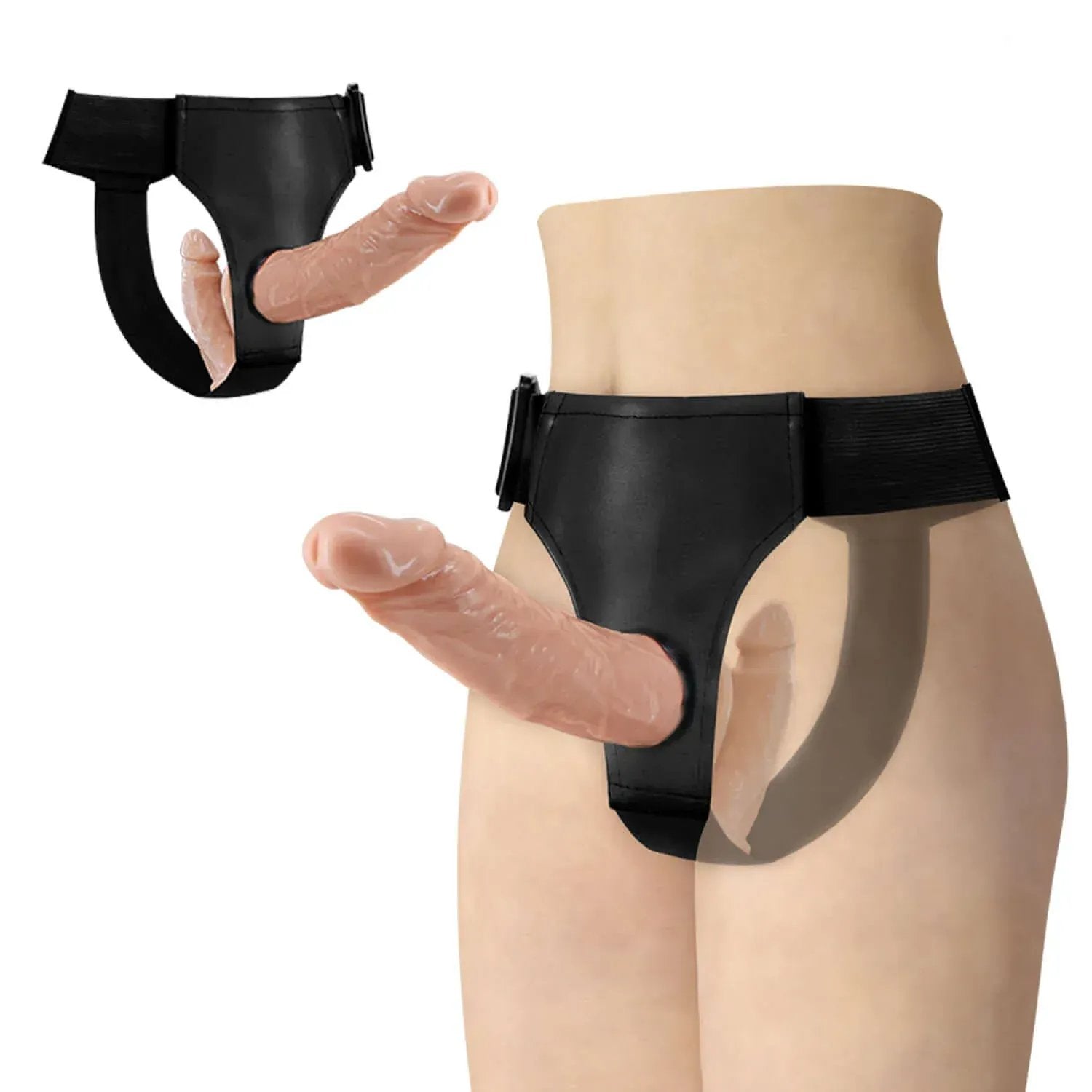 Dominitoy Double‑Ended Strap‑On Dildo — Realistic TPR, Adjustable Harness