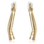 Dominitoy Gold 50cm Long PU Fetish Gloves — Shiny Thumb-Loop Opera Gloves for Roleplay