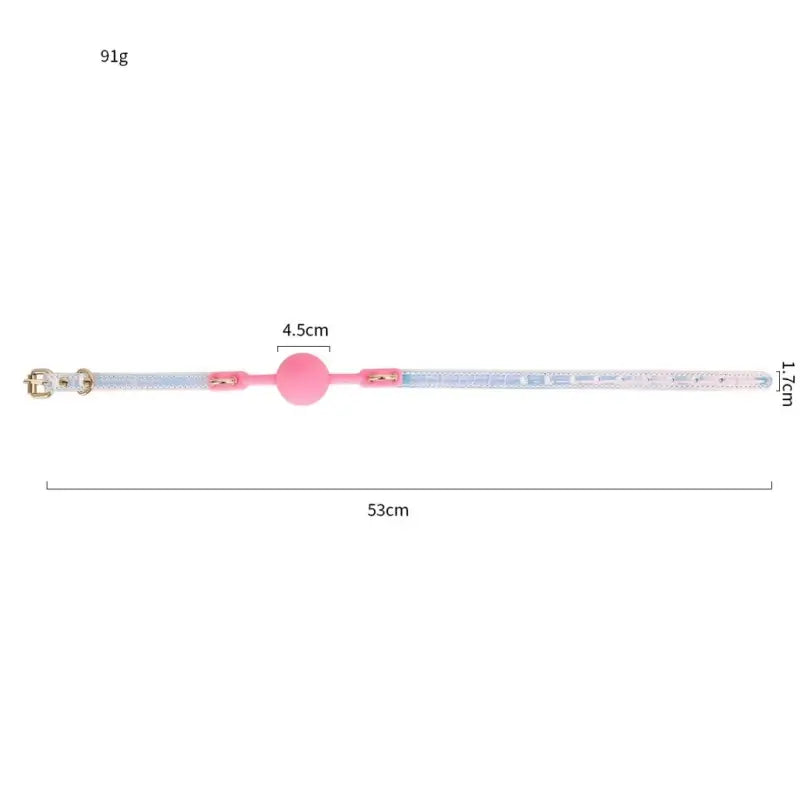 Dominitoy Holographic Ball Gag - Pink Silicone with Iridescent Strap & Rose Gold Hardware