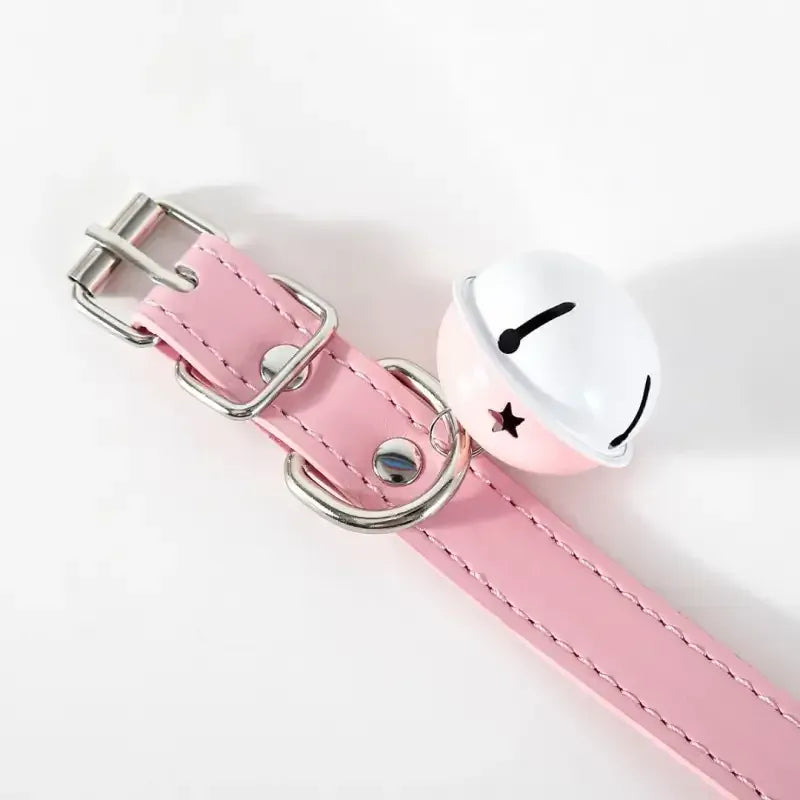 Dominitoy Leather BDSM Collar with Bell - Adjustable Bondage Restraint