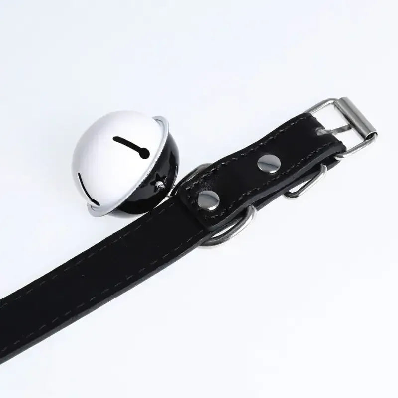 Dominitoy Leather BDSM Collar with Bell - Adjustable Bondage Restraint