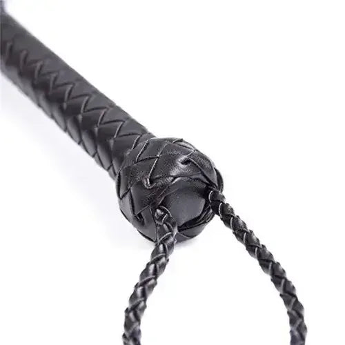 Dominitoy Leather BDSM Flogger – Black & Purple Multi‑Tail Braided Whip