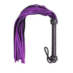 Dominitoy Leather BDSM Flogger – Black & Purple Multi‑Tail Braided Whip
