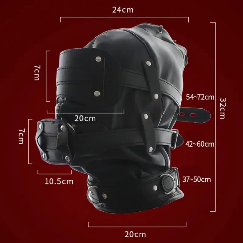 Dominitoy Leather Bdsm Hood – Detachable Gag Slave Mask
