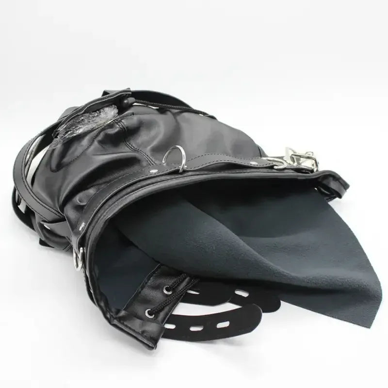Dominitoy Leather Bdsm Hood – Detachable Gag Slave Mask