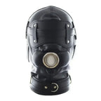 Dominitoy Leather Bdsm Hood – Detachable Gag Slave Mask
