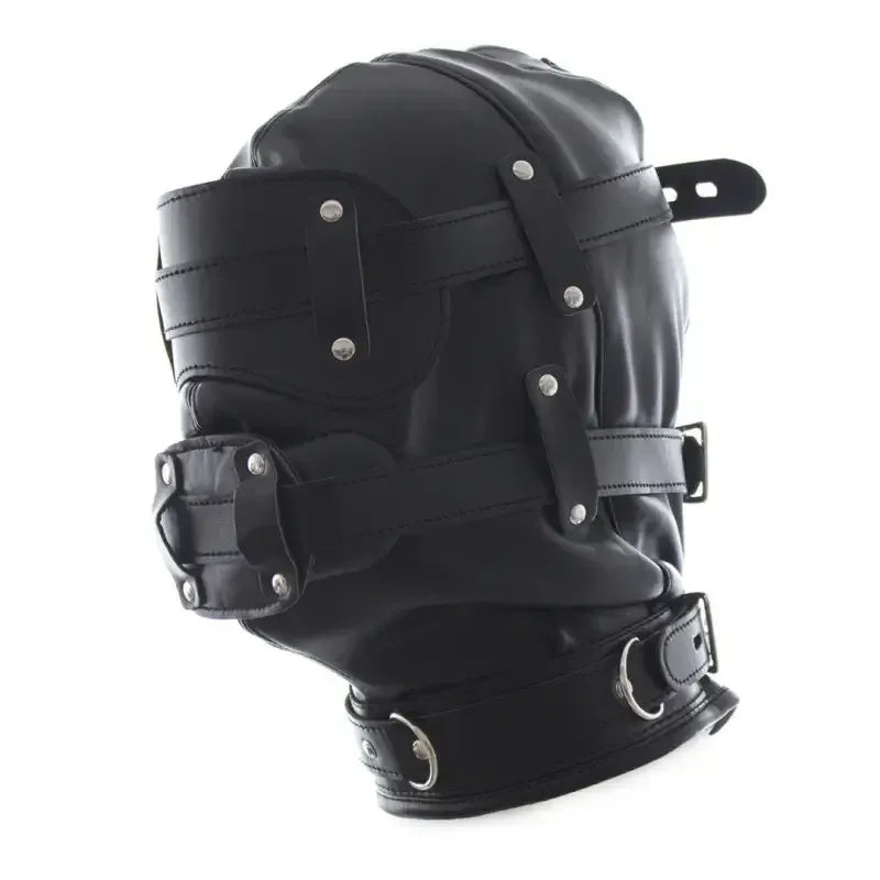 Dominitoy Leather Bdsm Hood – Detachable Gag Slave Mask