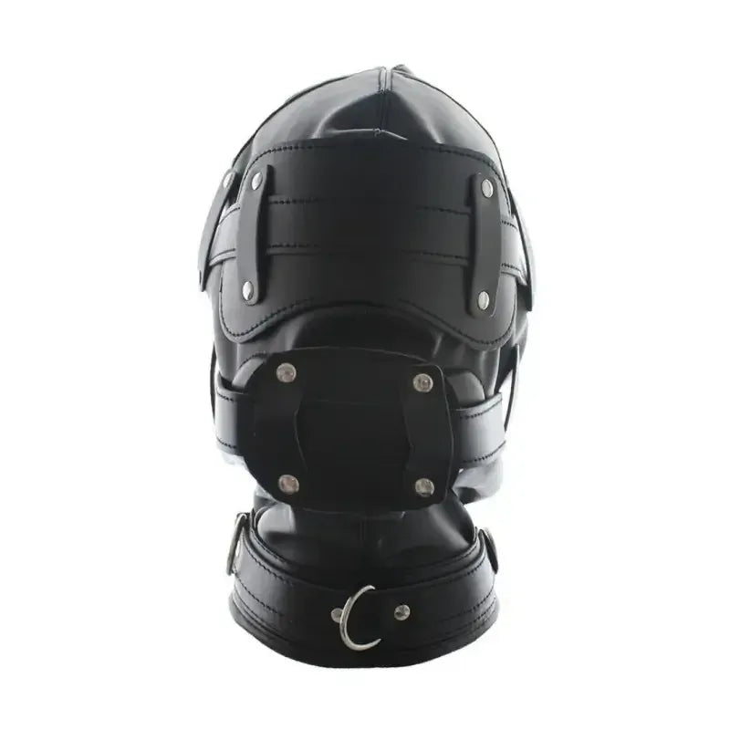 Dominitoy Leather Bdsm Hood – Detachable Gag Slave Mask