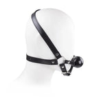 Dominitoy Leather Harness Ball Gag — Adjustable Silicone Ball Gag for Couples