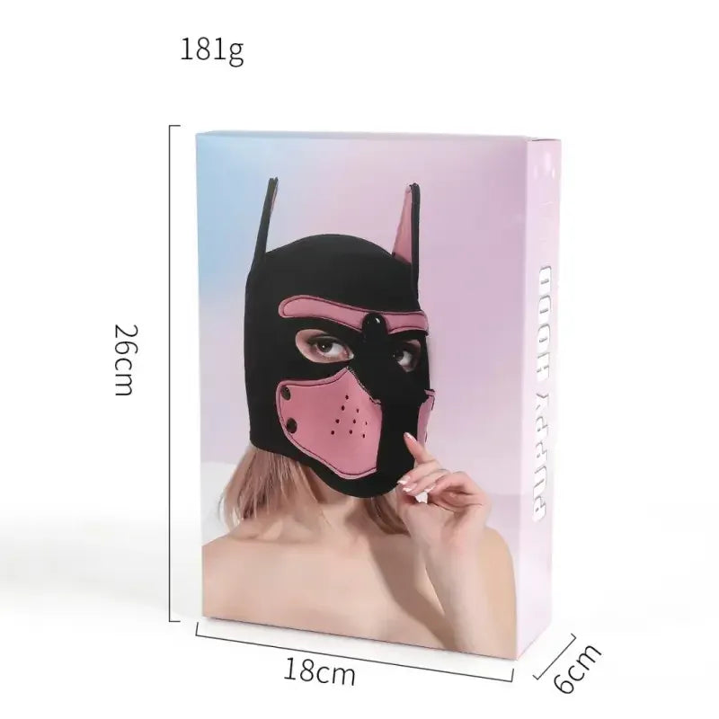 Dominitoy Neoprene Puppy Hood with Removable Muzzle — Unisex Pup Play Mask