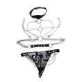 Dominitoy One size Chain Body Harness – PU Leather & Silver Chains for BDSM Play