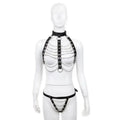 Dominitoy One size Leather Chain Harness & Panty Set – Adjustable BDSM Lingerie for Fetish Play