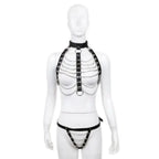 Dominitoy One size Leather Chain Harness & Panty Set – Adjustable BDSM Lingerie for Fetish Play