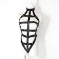 Dominitoy One size Leather Harness Lingerie – Adjustable Cage Bra & Open Crotch