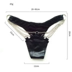 Dominitoy Patent-Look Faux Leather Thong with Triple Chain Detail — Edgy Boudoir